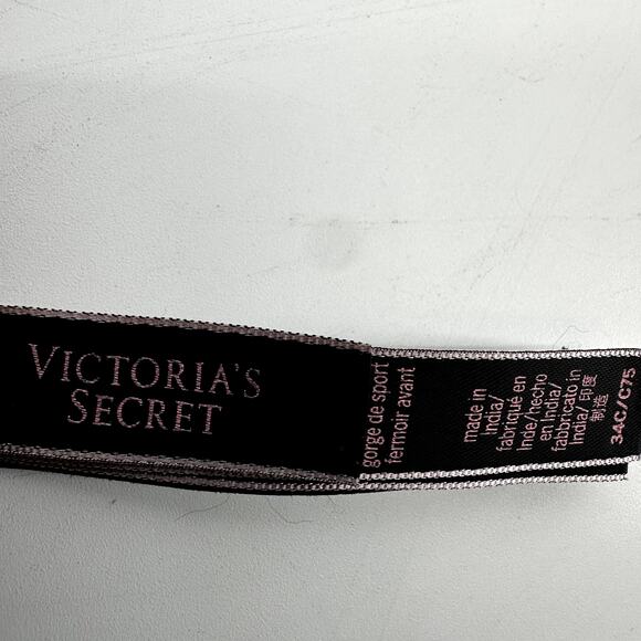 Victoria's Secret Knockout Front-Close Sports Bra Zip Up Padded Black 34C - Picture 4 of 9